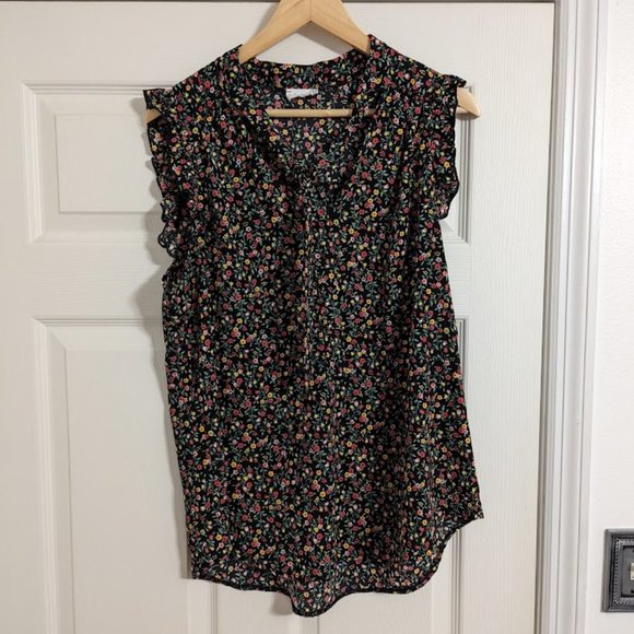 Trendy Is Blouse black floral sleeveless size XL - Picture 1 of 10